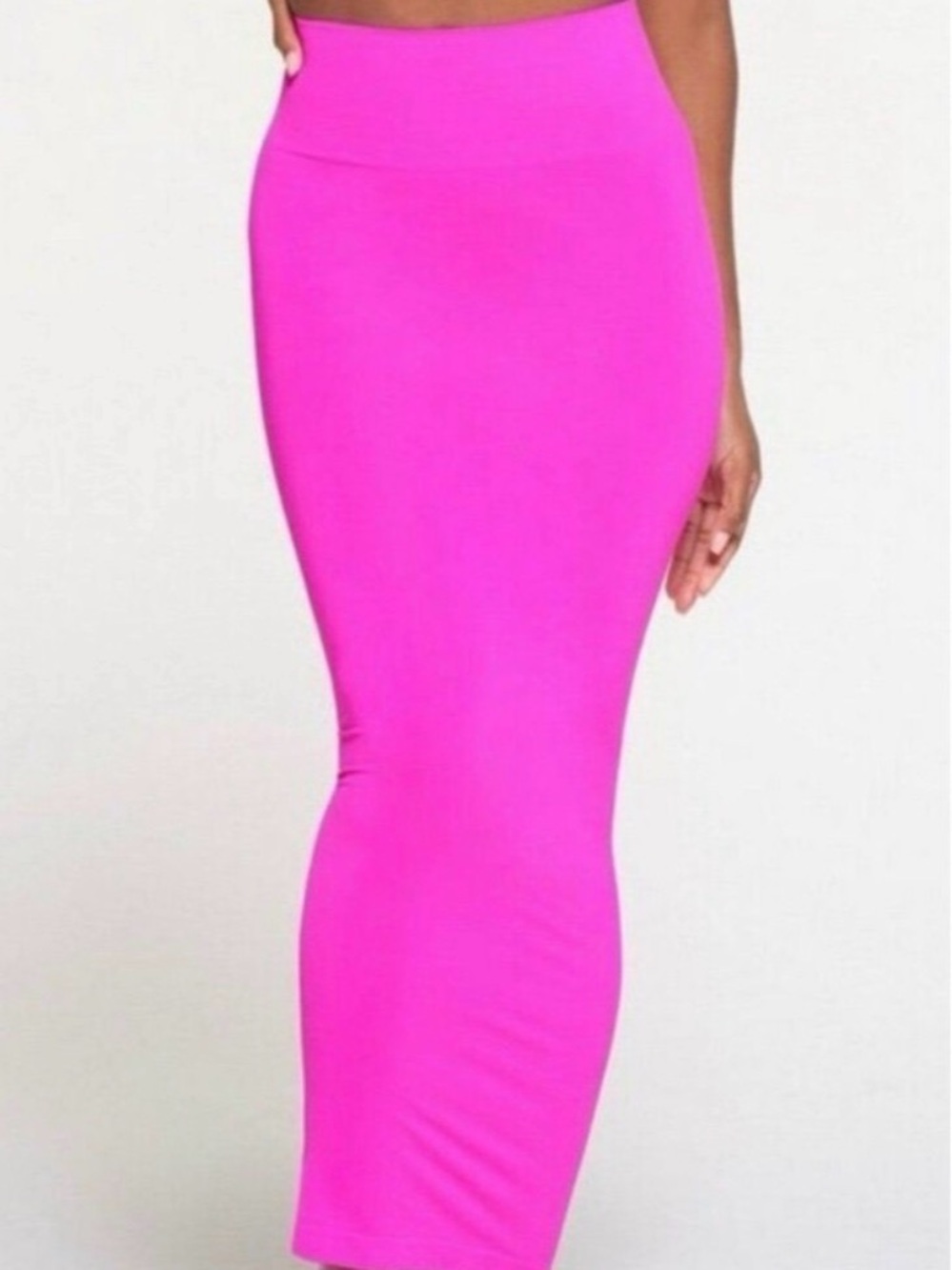SKIMS High-Waist Neon Pink Pencil Midi Skirt